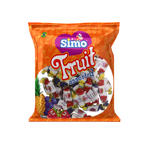 Bala Mastigável Simo Fruit Assorted Sortida - Embalagem com 300G