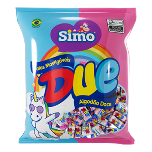 Bala Mastigável Simo Due Sabor Algodão Doce - Embalagem com 300G