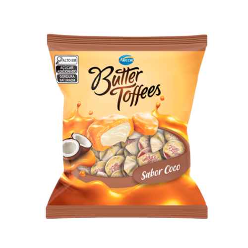 Bala Butter Toffees Sabor Coco - Embalagem com 90G