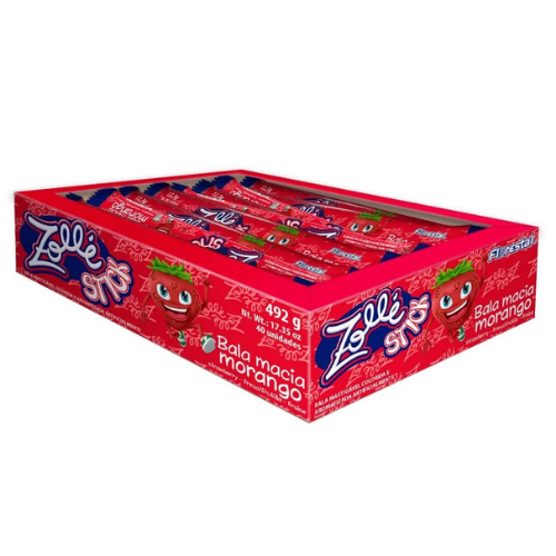 Bala Macia Zollé Sabor Morango - Display com 492G