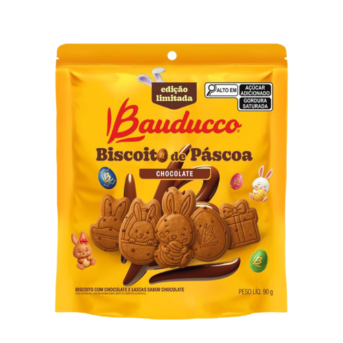 Biscoito de Páscoa Bauducco Sabor Chocolate - Embalagem com 90G