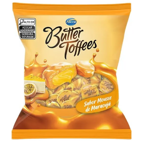 Bala Butter Toffees Sabor Mousse de Maracujá - Embalagem com 400G