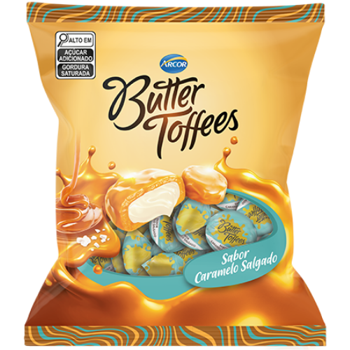 Bala Butter Toffees Sabor Caramelo Salgado - Embalagem com 400G