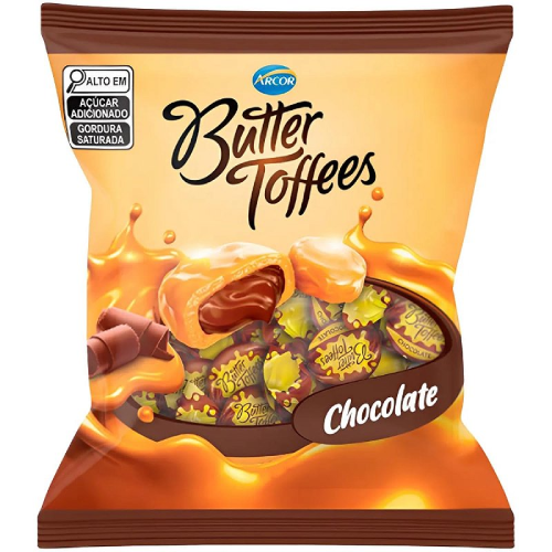 Bala Butter Toffees Sabor Chocolate - Embalagem com 400G