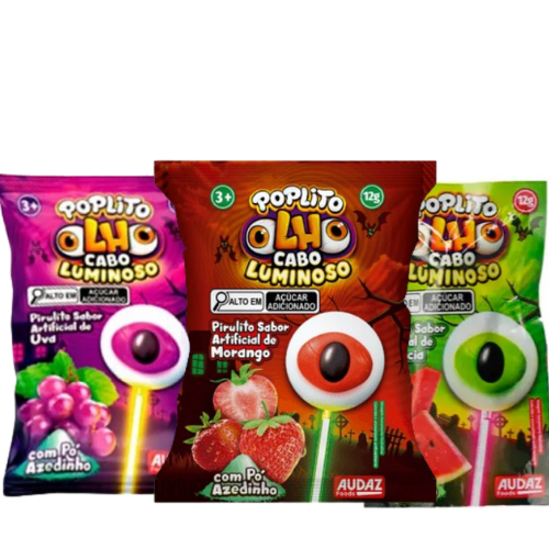 Pirulito Poplito Olho Sortido - Embalagem com 12G