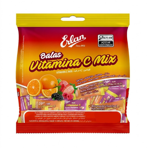 Bala Dura Erlan Vitamina C Mix - Embalagem com 100G