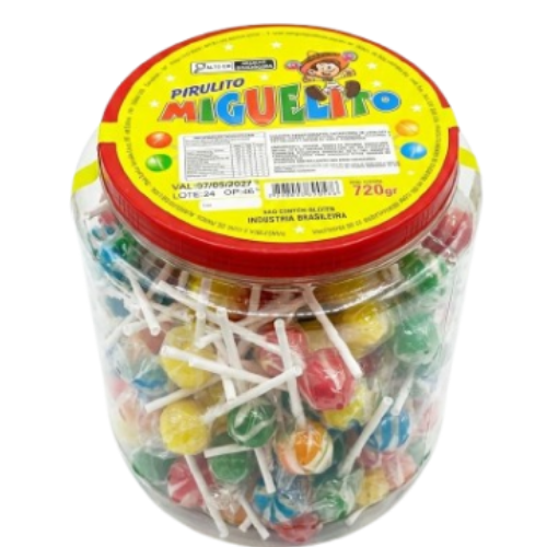 Pirulito Miguelito Colorido - Pote com 720G