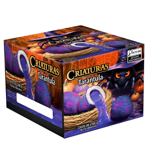 Chiclete Criaturas Tarântula Sabor Frutas Vermelhas - Embalagem com 300G