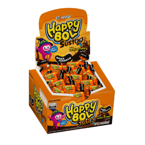 Chiclete Happy Bol Susto Sabor Tutti Frutti - Embalagem com 140G