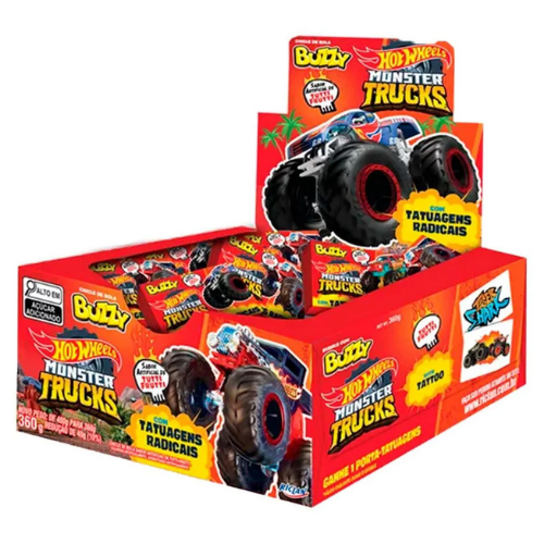 Chiclete Buzzy Hot Wheels Sabor Tutti-Frutti - Embalagem com 360G