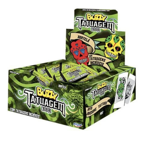 Chiclete Buzzy Tatuagem Tribal Sabor Hortelã - Embalagem com 360G