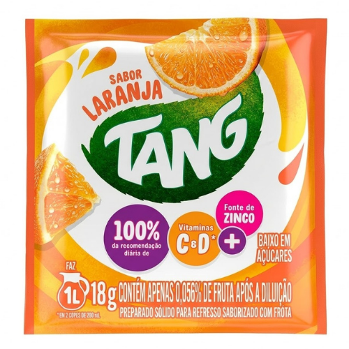 Refresco em Pó Tang Sabor Laranja - Embalagem com 18G