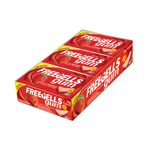 Chiclete Freegells Gum Sabor Morango - Embalagem com 120G