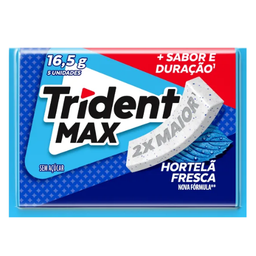 Chiclete Trident Max Sabor Hortelã - Embalagem com 16,5G