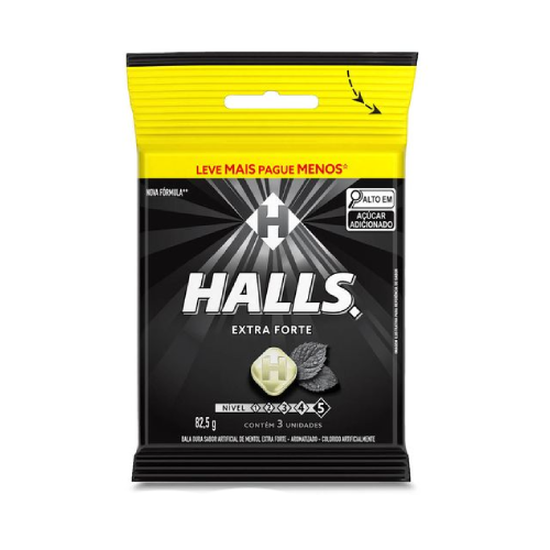 Bala Halls Sabor Extra Forte - Embalagem com 82,5G