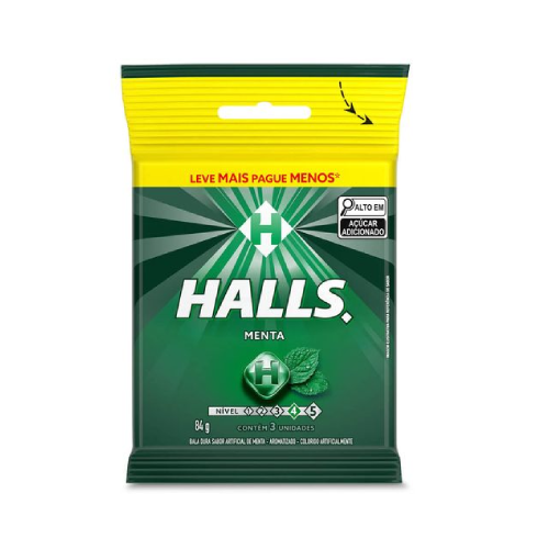 Bala Halls Sabor Menta - Embalagem com 84G