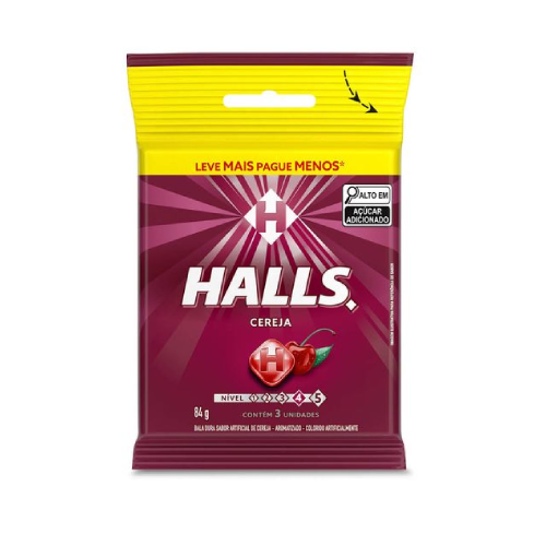 Bala Halls Sabor Cereja - Embalagem com 84G