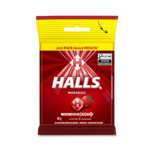 Bala Halls Sabor Morango - Embalagem com 84G