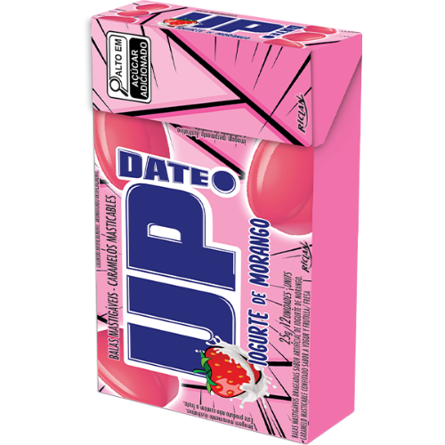 Bala Mastigável Up Date Sabor Iogurte de Morango - Embalagem com 25G