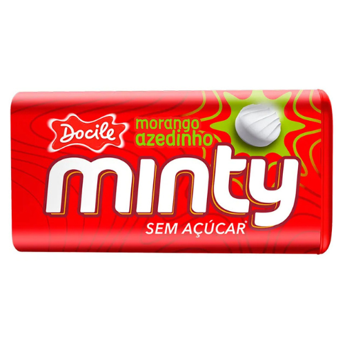 Pastilha Minty Docile Sabor Morango Azedinho - Embalagem com 21G