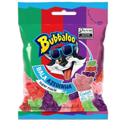 Bala Macia Bubbaloo Patinhas Mix Azedinha - Embalagem com 75G