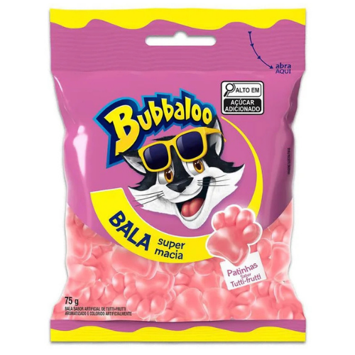 Bala Macia Bubbaloo Patinhas Sabor Tutti-Frutti - Embalagem com 75G