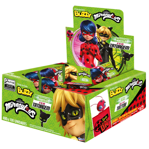 Chiclete Buzzy Miraculous Sabor Hortelã - Embalagem com 360G