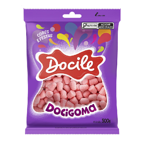 Bala de Goma Mini Docile Rosa - Embalagem com 500G
