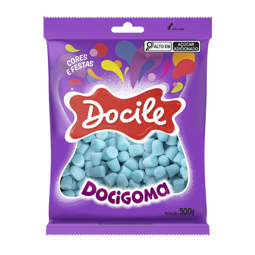 Bala de Goma Mini Docile Azul - Embalagem com 500G