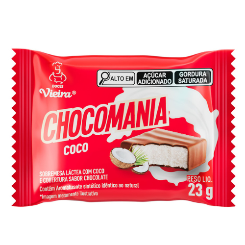 Chocolate Vieira Chocomania Coco - Embalagem com 23G