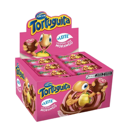 Chocolate Tortuguita Sabor Morango - Embalagem com 372G