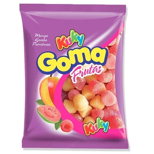 Bala de Goma Kuky Frutas Sortidas - Embalagem com 500G