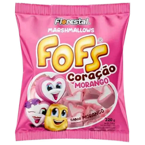 Marshmallow Florestal Coração Sabor Morango - Embalagem com 220G