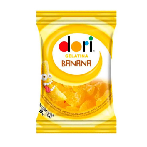 Bala Gelatina Dori Banana - Embalagem com 13G