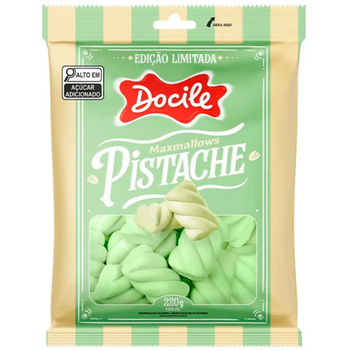 Marshamallow Docile Twist Verde Sabor Pistache - Embalagem com 220G