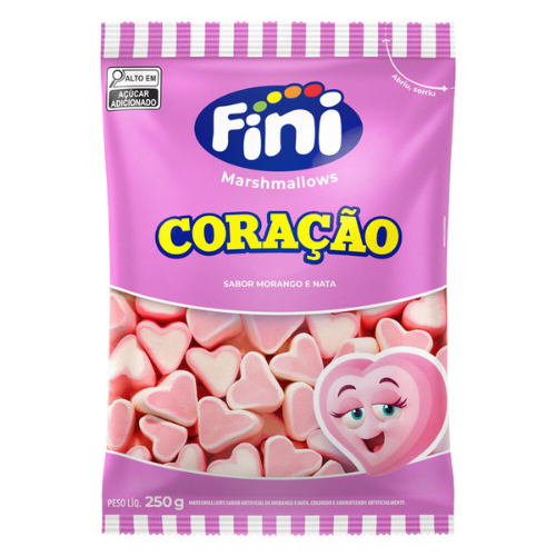 Marshmallow Fini Coração Sabor Morango - Embalagem com 250G