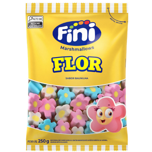 Marshmallow Fini Flor Colorido Sabor Baunilha - Embalagem com 250G