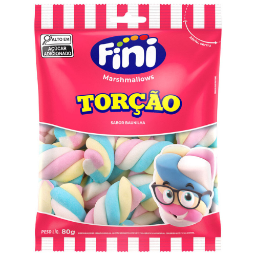 Marshmallow Fini Torção Colorida - Embalagem com 80G