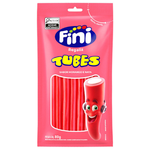 Gelatina Fini Tubes Morango - Embalagem com 80G