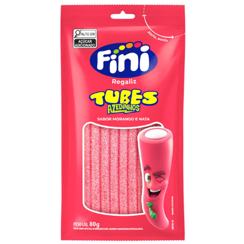 Gelatina Fini Tubes Azedinho Morango - Embalagem com 80G