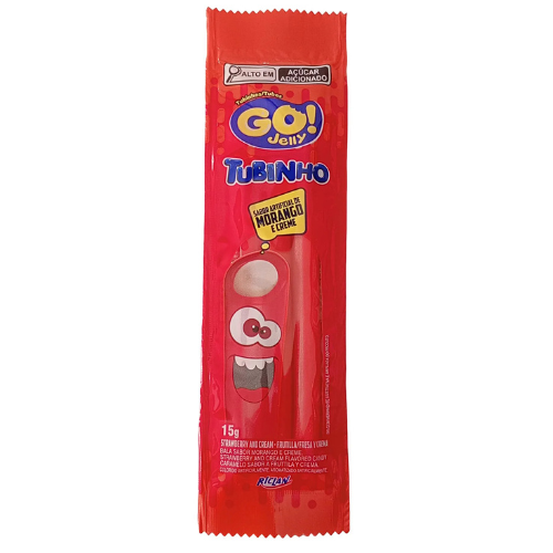 Bala Go Jelly Tubinho Sabor Morango - Embalagem com 15G