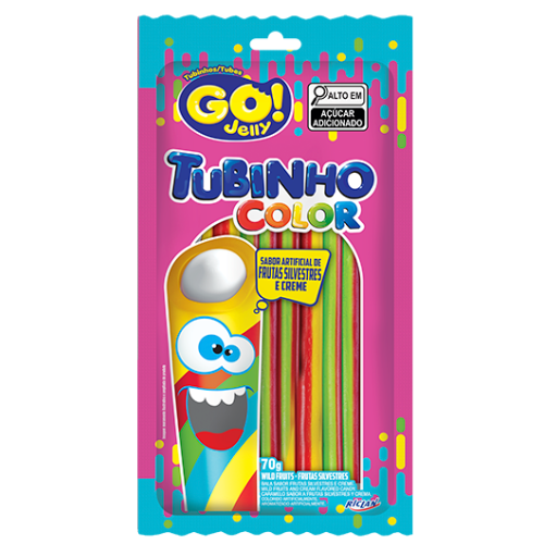 Gelatina Go Jelly Tubinho Colorido - Embalagem com 70G