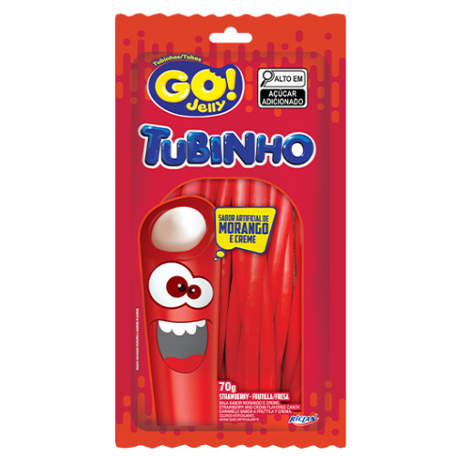 Gelatina Go Jelly Tubinho Sabor Morango - Embalagem com 70G