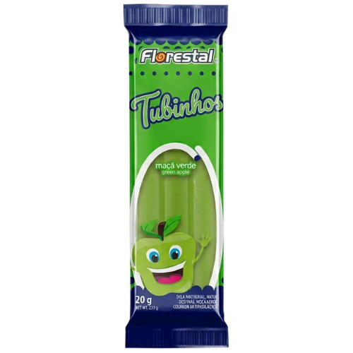 Bala Mastigável Tubinhos Florestal Maçã Verde - Embalagem com 20G