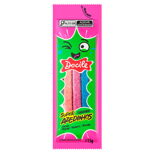 Gelatina Docile Canudinho Super Azedinho - Embalagem com 15G