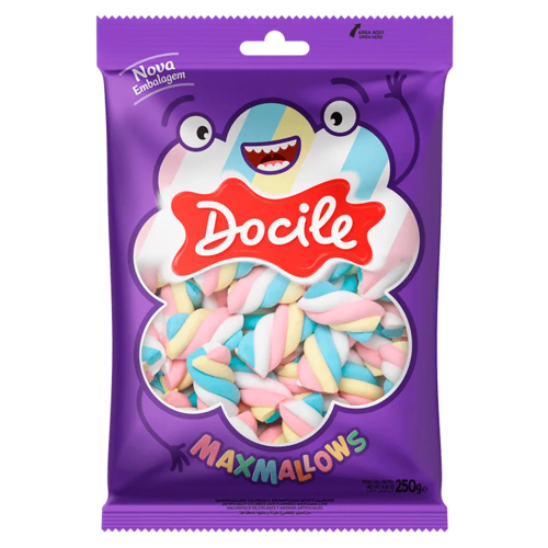 Marshmallow Docile Twist Colorido - Embalagem com 220G