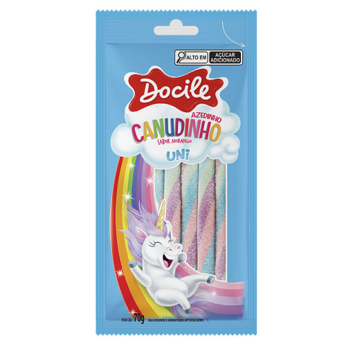 Canudinho Azedinho Uni Docile Sabor Morango - Embalagem com 70G