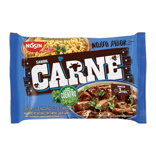 Macarrão Instantâneo Nissin Sabor Carne com Coentro - Embalagem com 70G