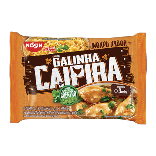Macarrão Instantâneo Nissin Sabor Galinha Caipira com Coentro - Embalagem com 70G