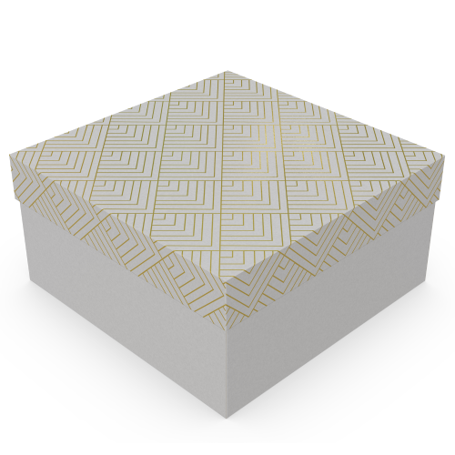 Caixa Quadrada Tampa P Branco com Ouro